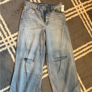 Old Navy Light Blue Distressed Flare Jeans